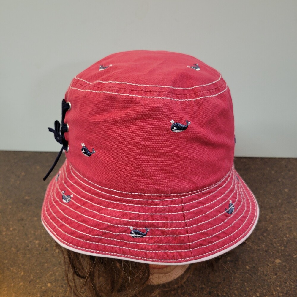 Gymboree Whale Watching Bucket Hat Kids Red 5-7 Years Navy Whales Embroidered
